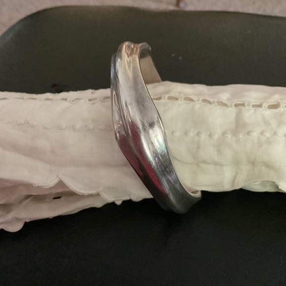 Hand Crafted Sterling Bracelet Signed Cuff Modern Sleek Silver - Picture 2 of 6